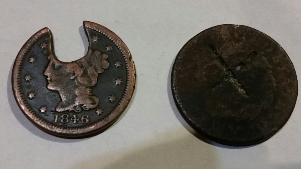 Mystery-Damage-On-1846-Large-Cents