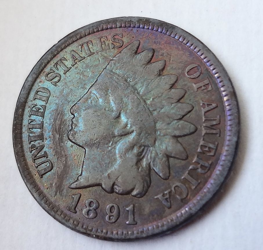 1891-Indian-Head-Penny---Value?-G4-Condition-Vs-Nice-Rainbow-Tone