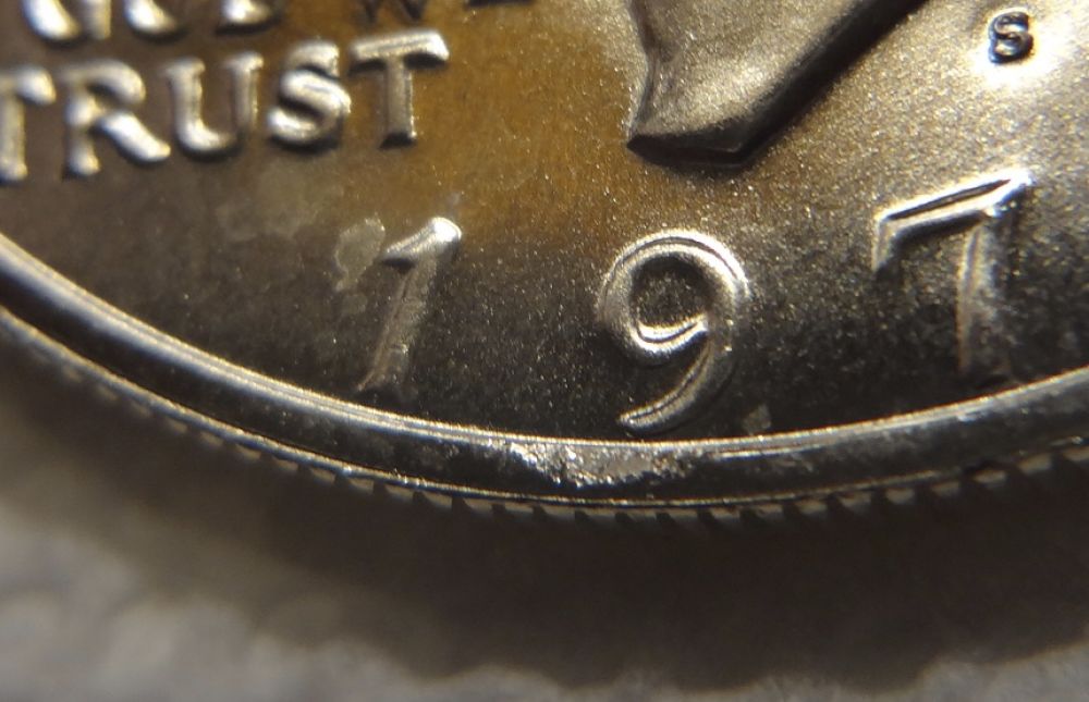 1972--S-Eisenhower-Blue-Ike-Dollar-#2...-Unc-But-Rim-Damage?