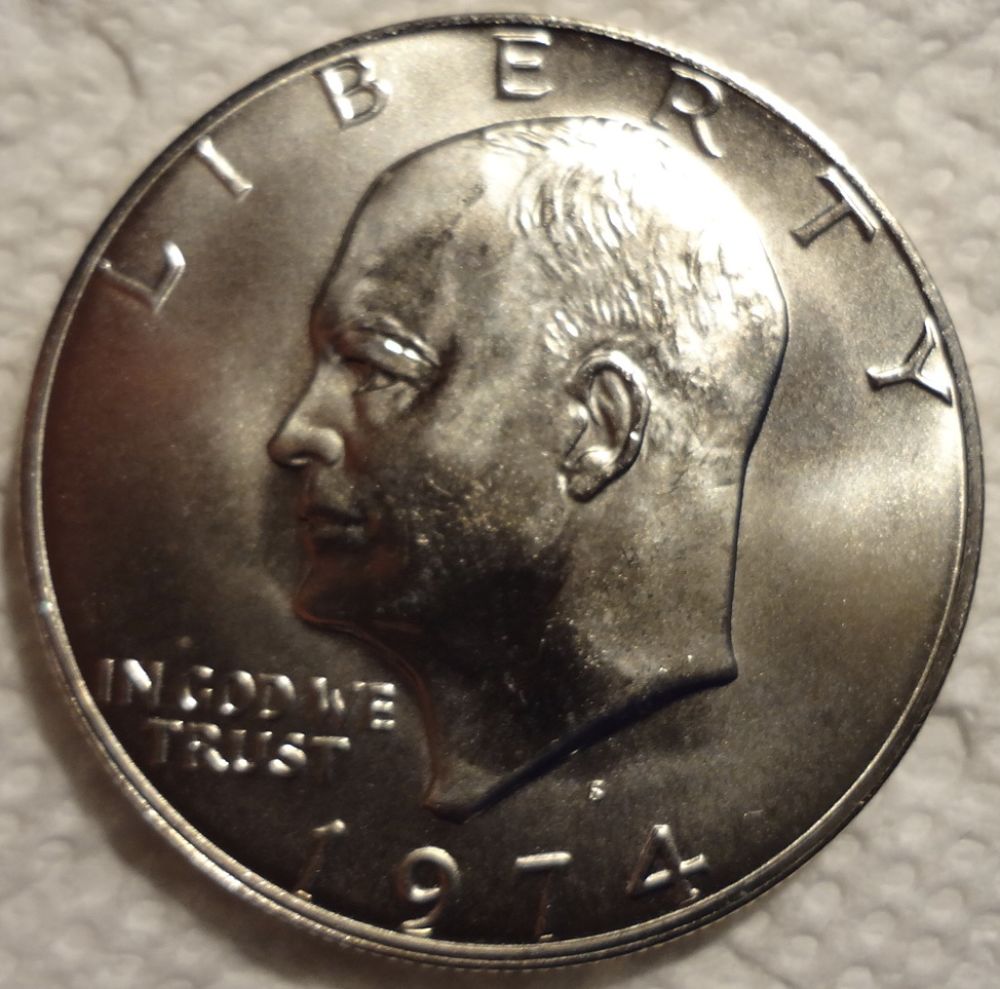 1974--S-Eisenhower-Blue-Ike-Dollar-#3...-Misaligned?
