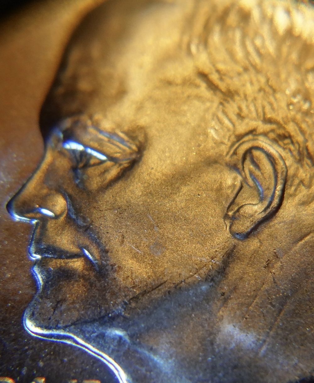 1972--S-Eisenhower-Blue-Ikes-Dollar-#3...-I-See-Spots?