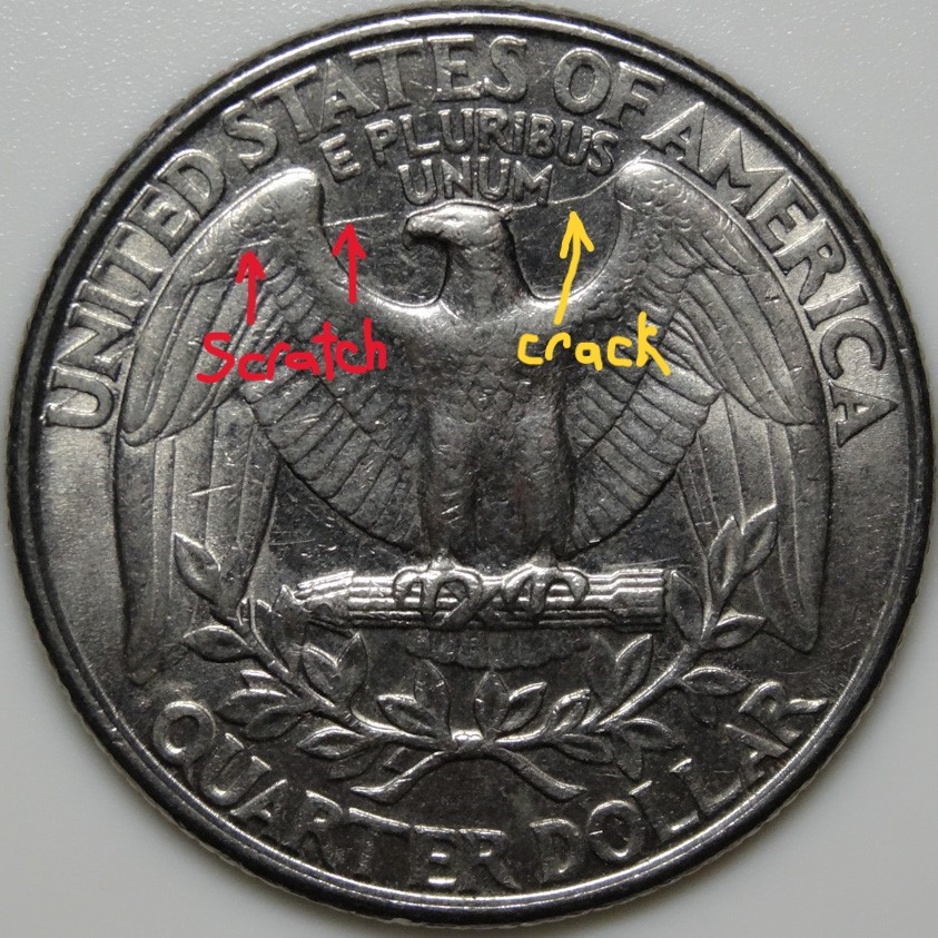 1996-P-Washington-Quarter-Spike-Head-With-Nice-Long-Die-Crack-On-Reverse