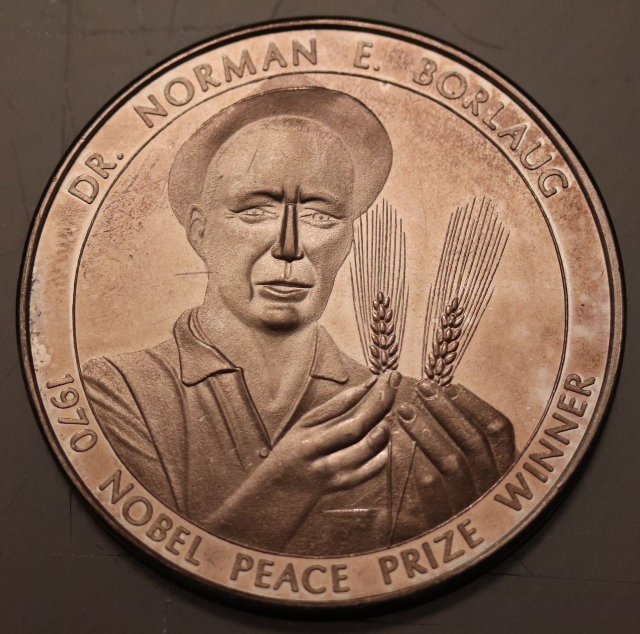 1970-Norman-Borlaug-Sterling-Rockefeller-Foundation-Medal-/-Round
