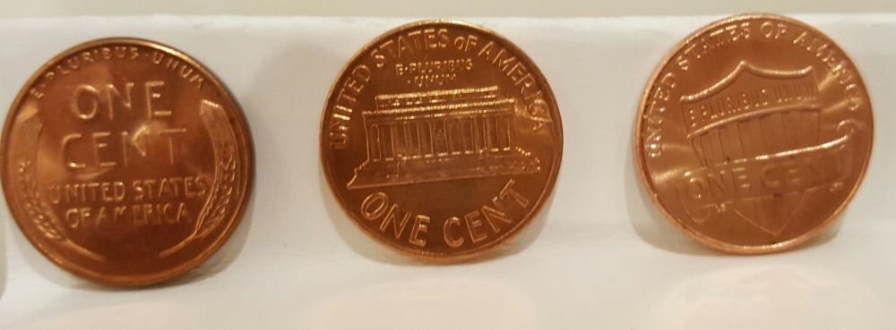 3-BU-Pennies-In-Change.-3-Different-Reverses.