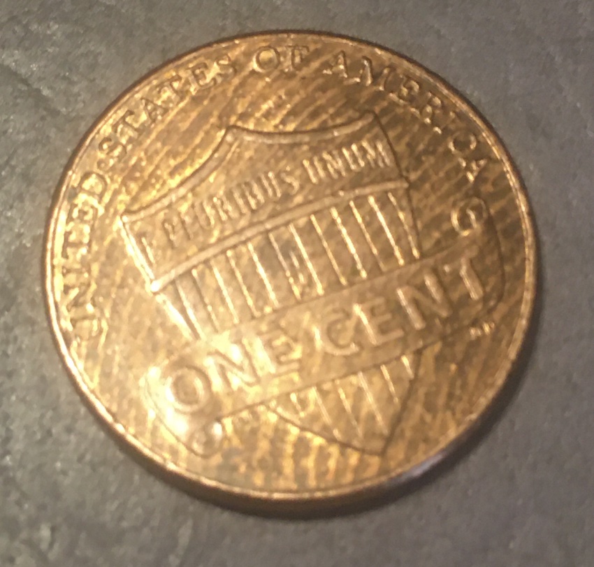 2013-Lincoln-Penny-With-Markings-On-Reverse