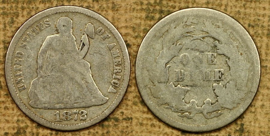 New-Acquisition-1872-Seated-Dime:-F-105?