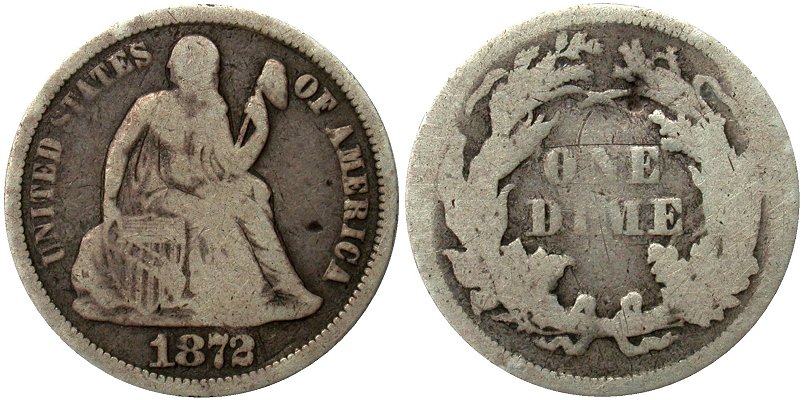 New-Acquisition-1872-Seated-Dime:-F-105?
