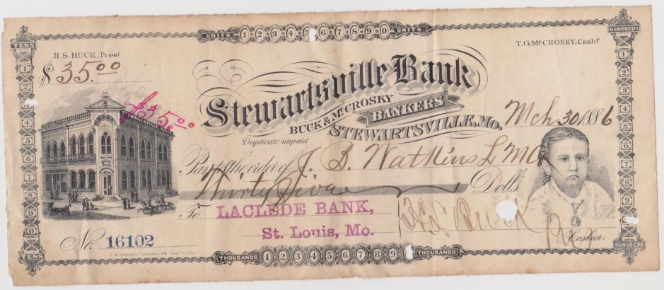 Stewartsville-Bank-Stewartsville,-Mo-Check:-A-Piece-Of-History