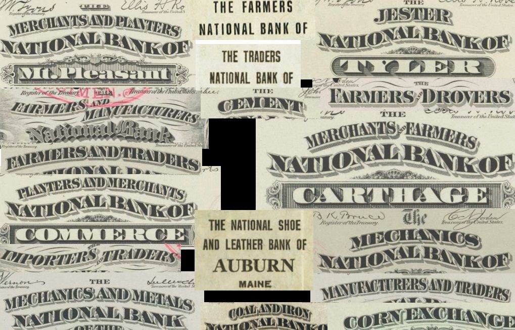 National-Bank-Note-Titles-Featuring-Occupations-And-Industries