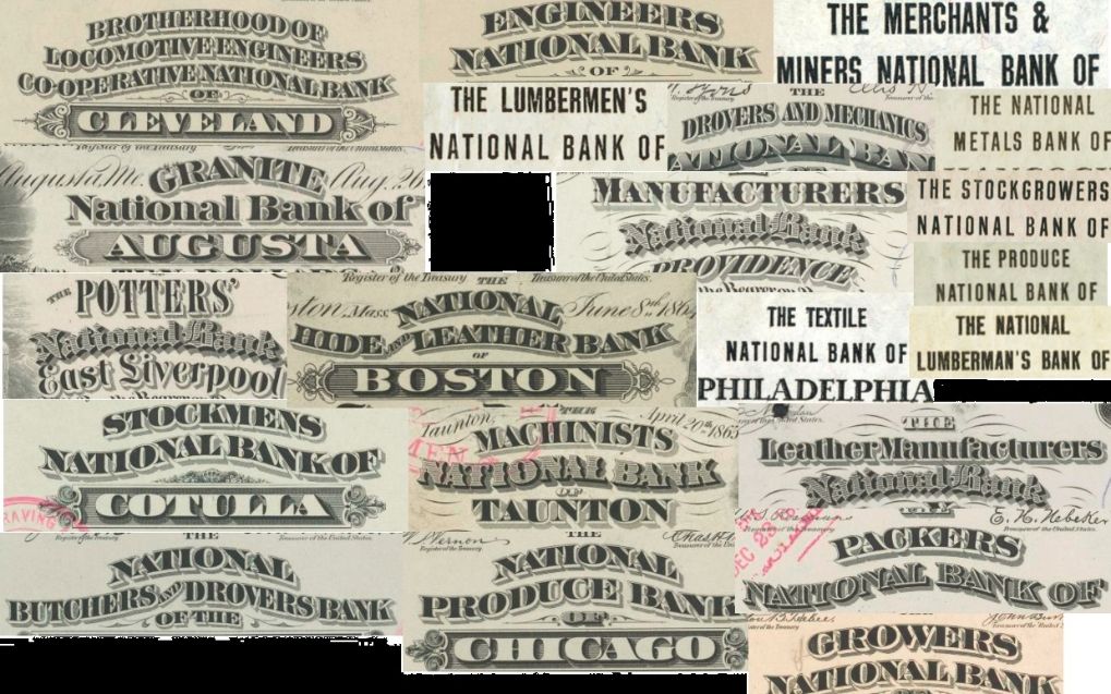 National-Bank-Note-Titles-Featuring-Occupations-And-Industries