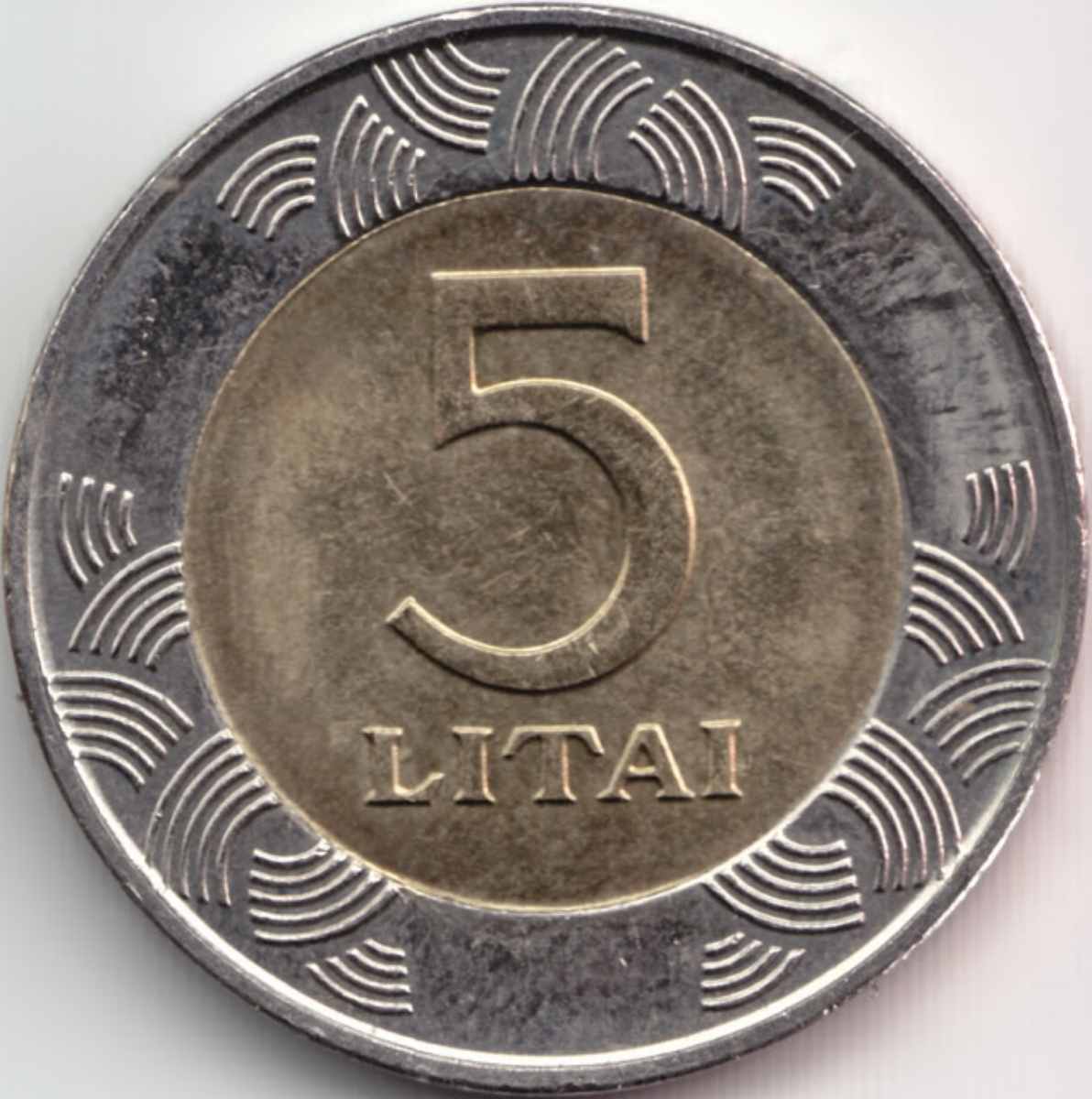 Lithuania.-Unusual-Variety-Of-5-Litas-1999-Coin-