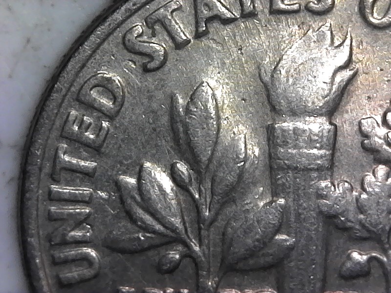 Worn-Die-Roosevelt-Dime-In-Gem-BU
