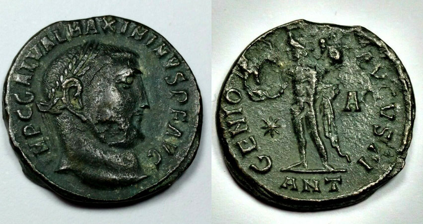 Solved:-Maximinus-II-Ae-Follis.-Imp-C-Gal-Val-Maximinvs-P-F-Avg