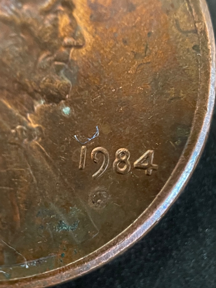 1984-D?-Penny---Strange-Mint-Mark,-Possible-Double-Die?