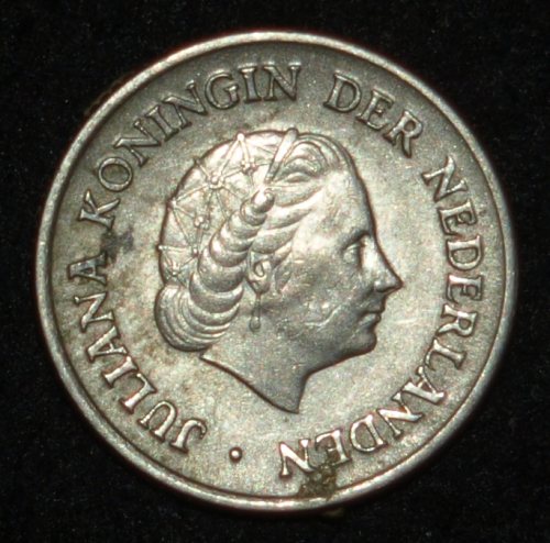 Netherlands-10-Cents-1960-S,-Gold-Coloured-Reverse