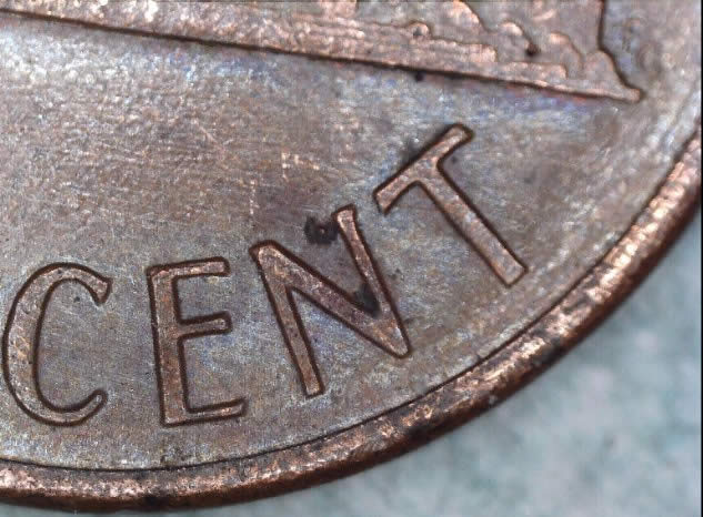 1987-Penny-Coin-Error--Bad-Strike--Silver-Tint