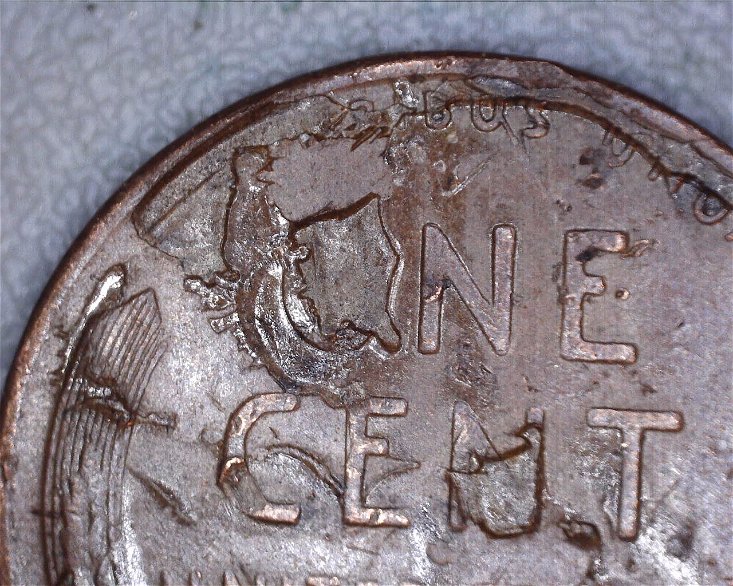 1950-S-Lincoln-Cent-Crazy-REV-Error-/-Additional-Coin-Stamped-On-Rev-Help-!
