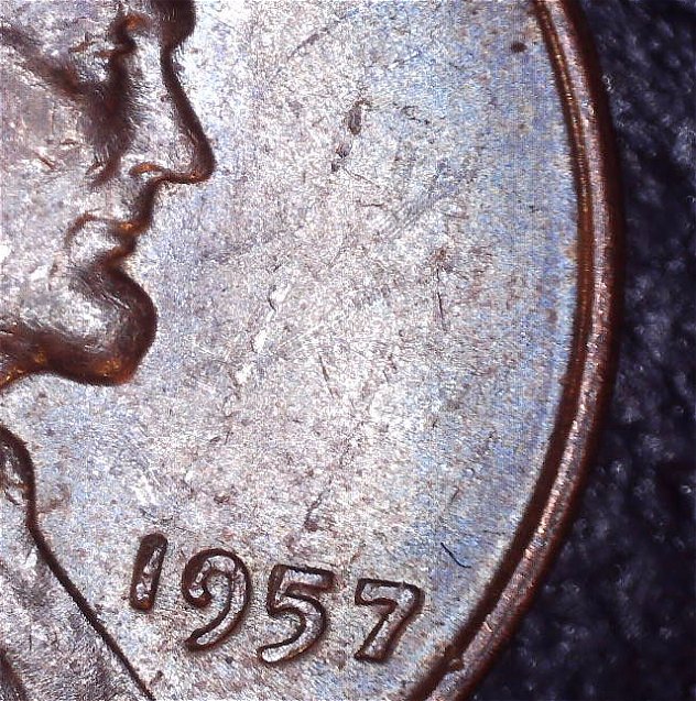 1957-Wheat-Cent--Date-Stamped-Top-To-Bottom-Help!