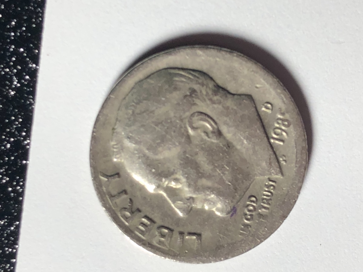 1985-Dime-With-Flattened-Rim
