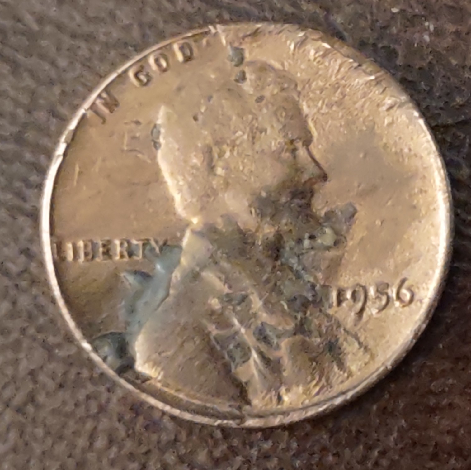 1956-Penny-W/-Glossy-Finish-Weighs-2.9g-With-Strange-Markings