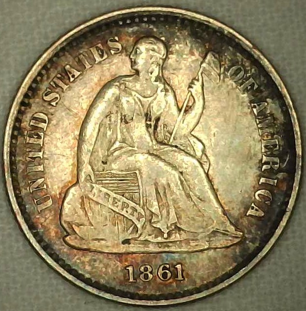 1861-Seated-Liberty-1/2-Dime-For-Grading-Please