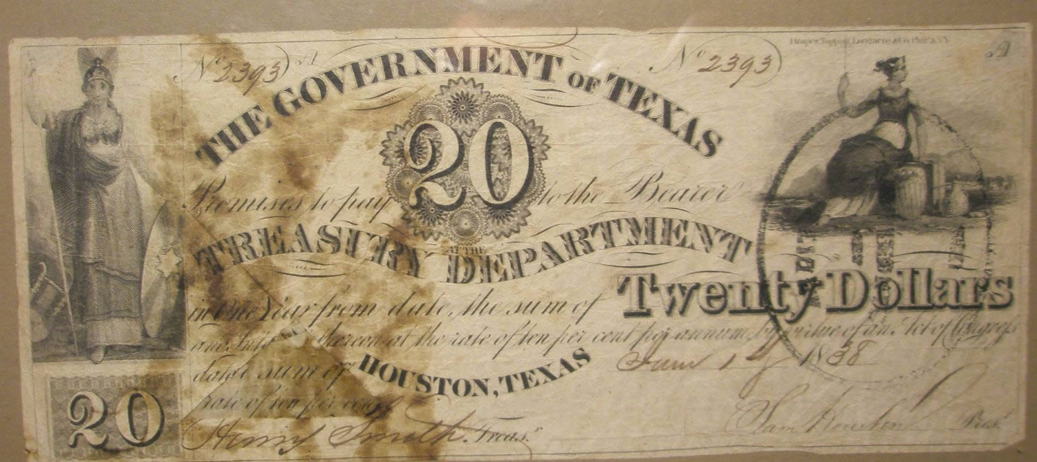 Republic-Of-Texas-$20-Bill.-Authentic?