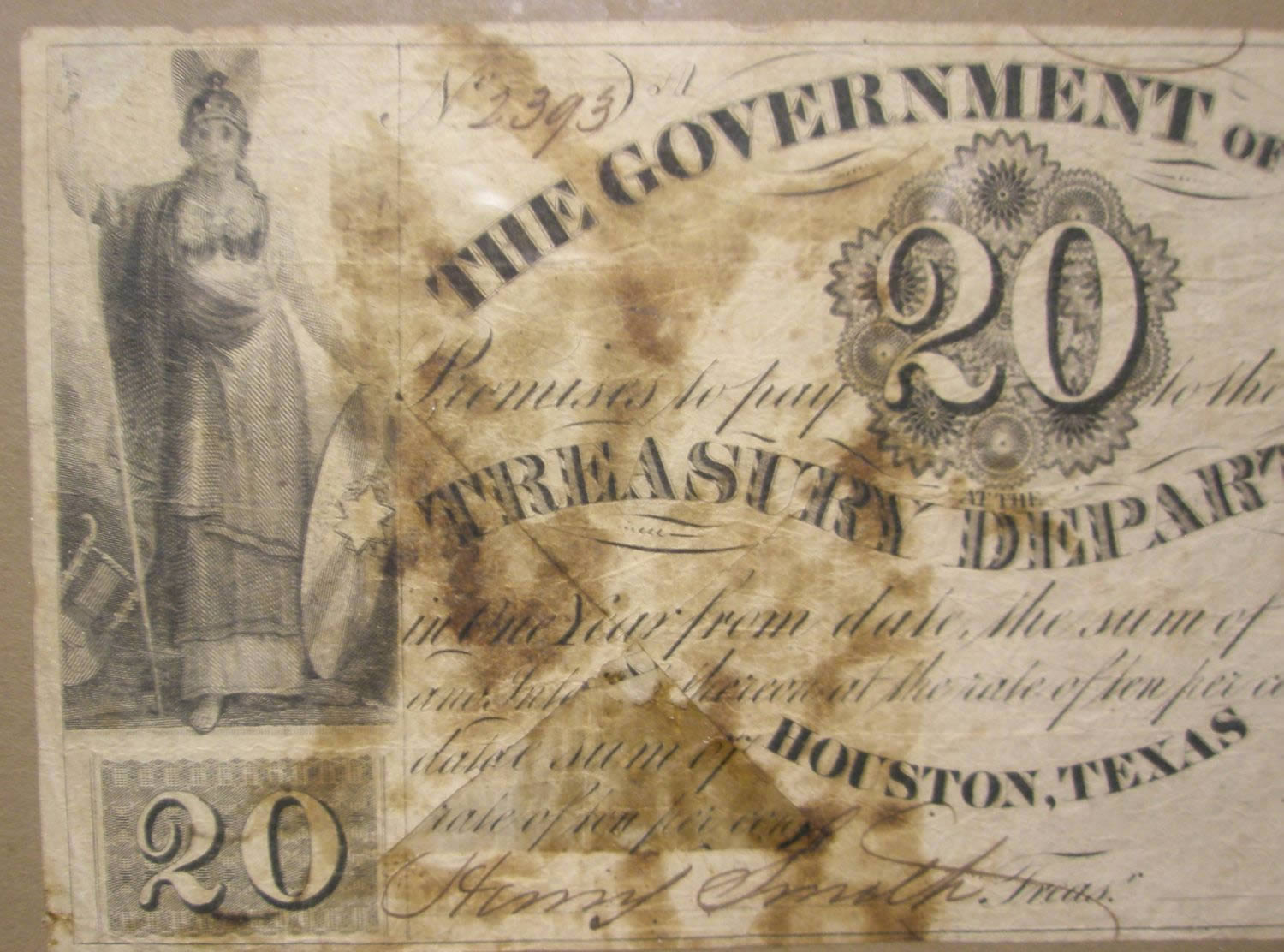 Republic-Of-Texas-$20-Bill.-Authentic?