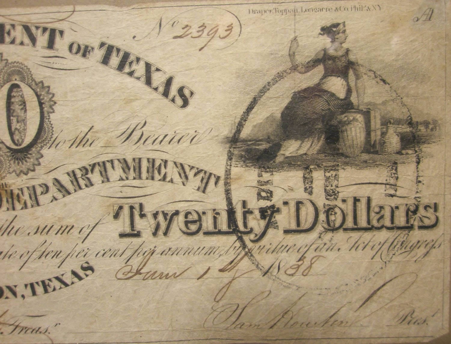 Republic-Of-Texas-$20-Bill.-Authentic?