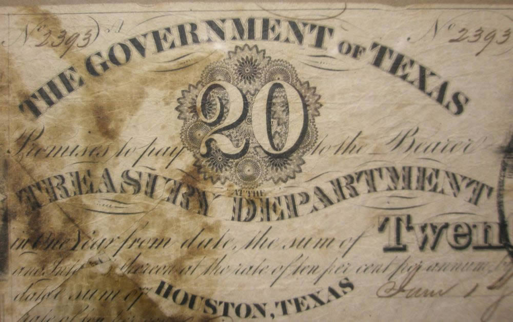 Republic-Of-Texas-$20-Bill.-Authentic?