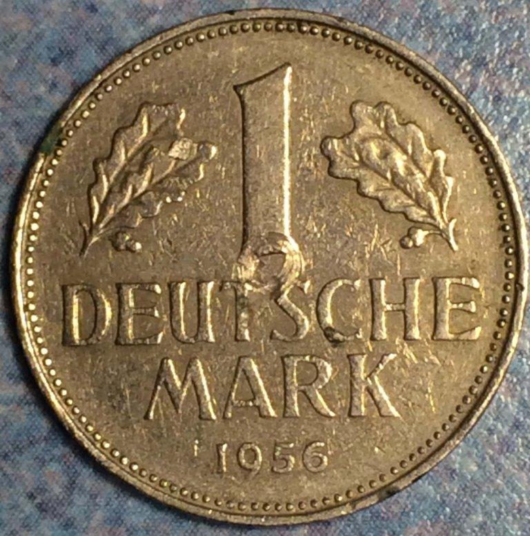 1956-J-1-Deutsche-Mark---Damaged-Or-Error-Coin