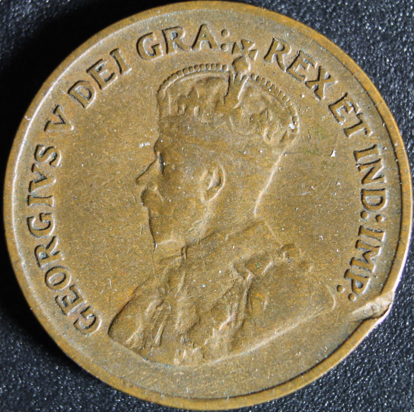 1925-George-V-Cent-With-Rim-Ding-For-Grading-Please.