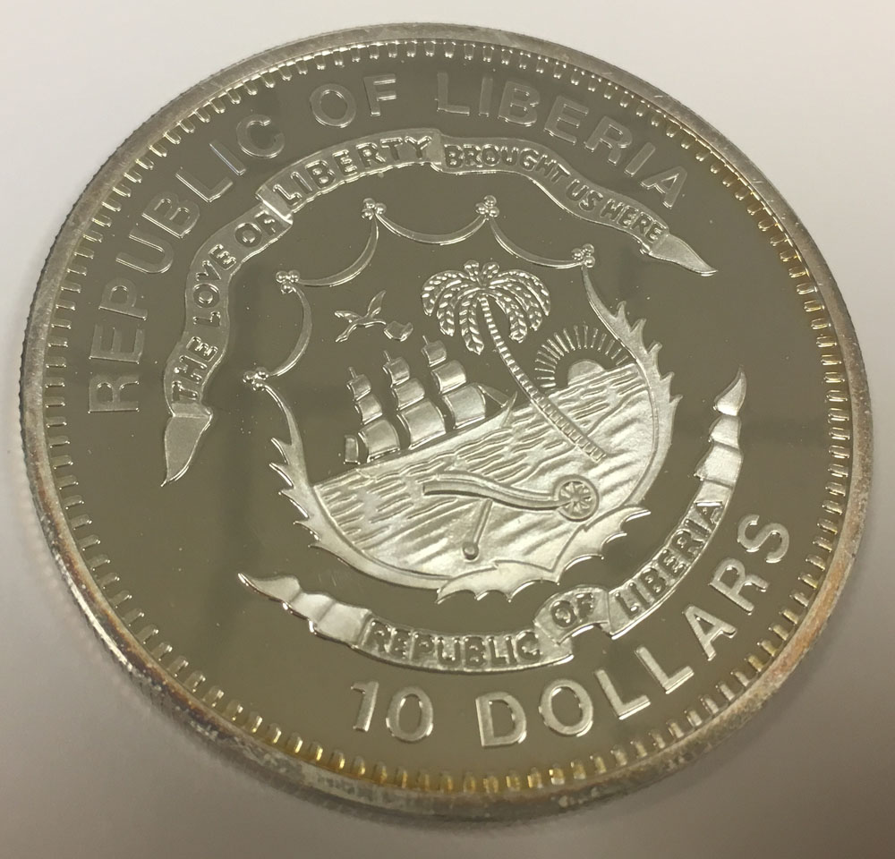 Toned-Modern-Silver-Coin-Liberia-$10