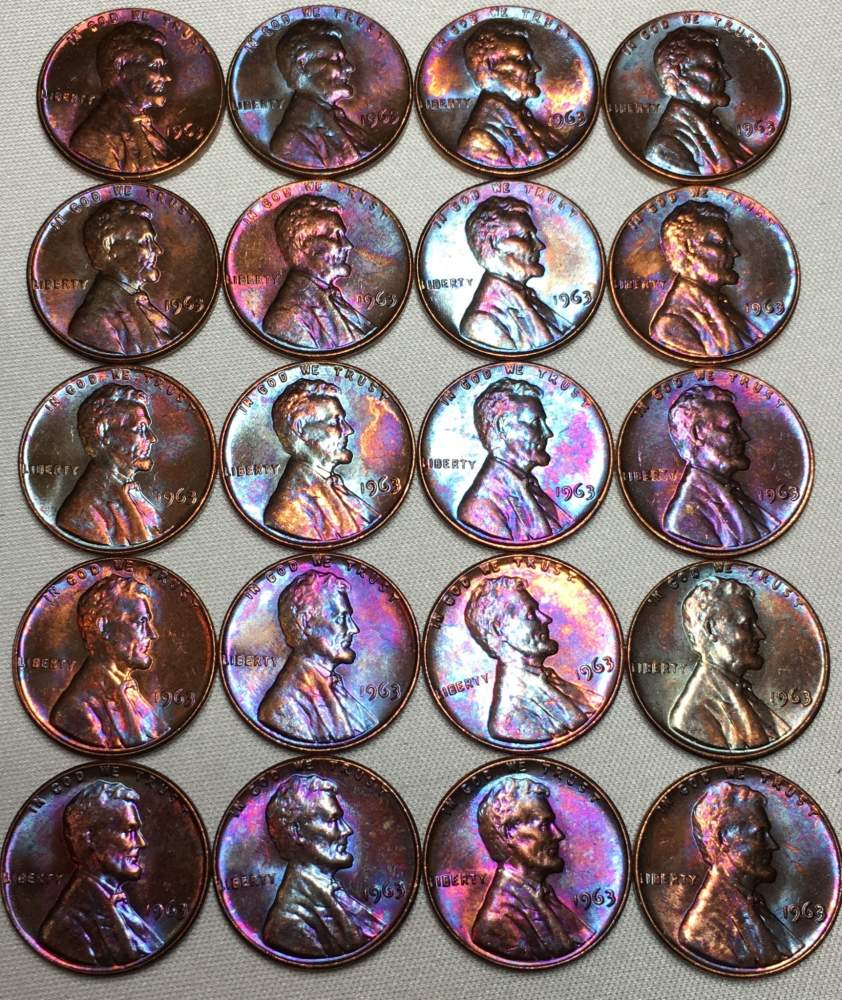 1963-Multicolored-Uncirculated-Pennies-+video