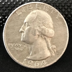1964-D-Washington-Quarter,-Extra-Metal-Chunks-On-Reverse-Near-MM