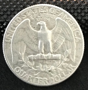 1964-D-Washington-Quarter,-Extra-Metal-Chunks-On-Reverse-Near-MM