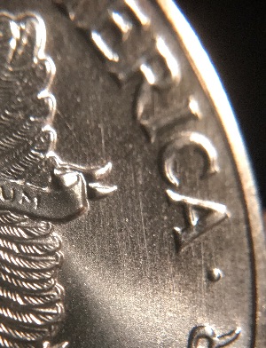 1987-Silver-Eagle-With-Die-Polishing-Marks-All-Over-The-Reverse-Fields