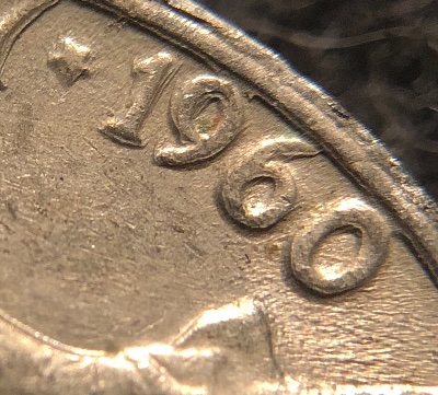 1960-Jefferson-Nickel,-Nice-Example-Of-Die-Deterioration-Doubling