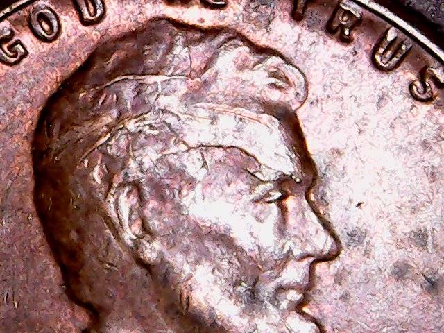 1955-P-Wheat-Cent-Lamination-Head,-Die-Chip-Possible-DDO