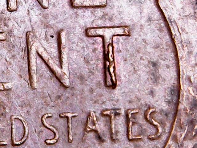 1955-P-Wheat-Cent-Lamination-Head,-Die-Chip-Possible-DDO