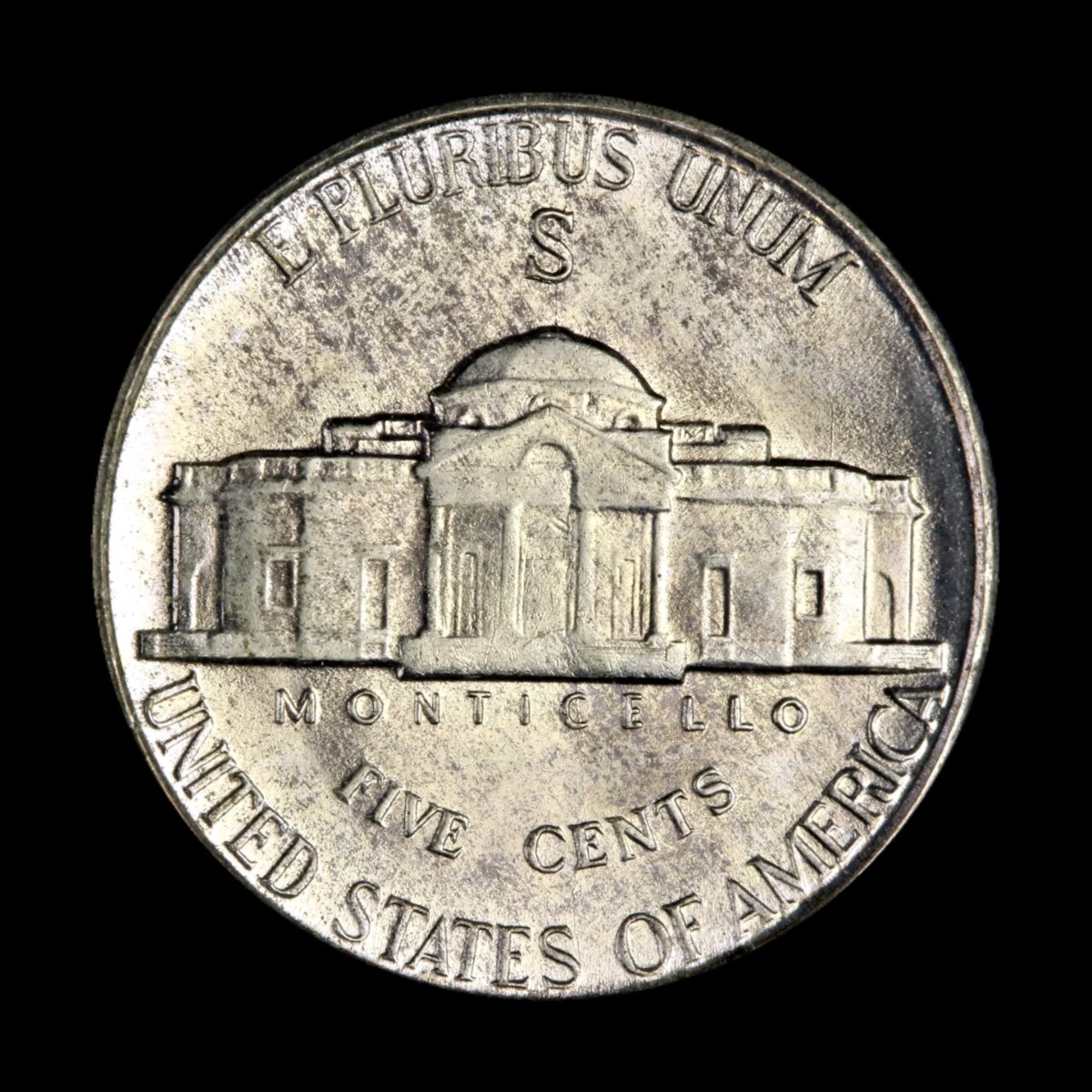 1942-S-Nickel-Bisecting-Rim-To-Rim-Die-Crack*
