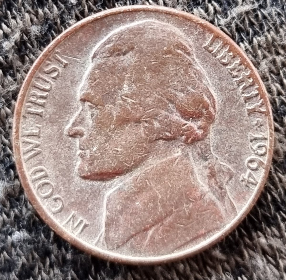 1964-Jefferson-D-Mark-Five-Cents-Coin