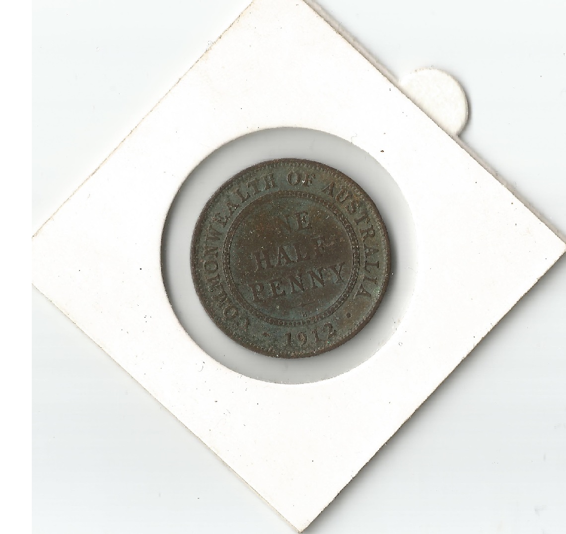 Australian-1912-Half-Penny,-Struck-Through-Grease?