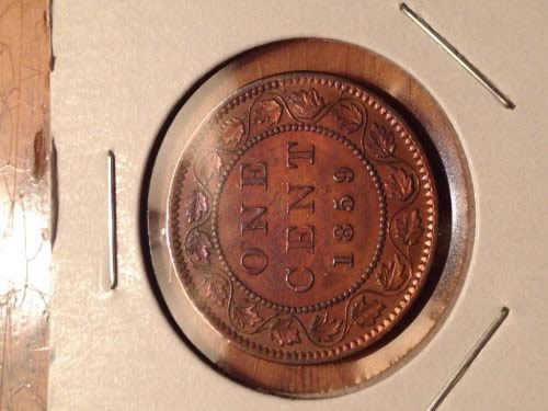 Canada-1859-Large-Cent-Red-And-Blue?--Ever-See-This?