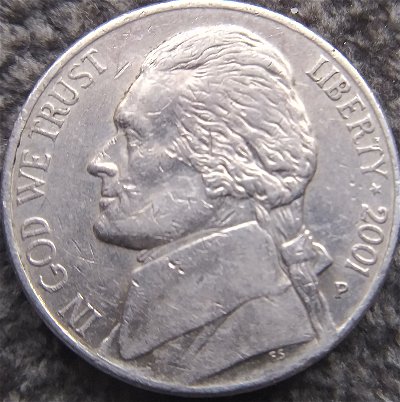 2001-P-DDR-Jefferson-Nickel-With-Damage