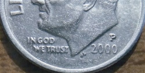2000-P-Dime-Struck-Through-Something-With-Doubling