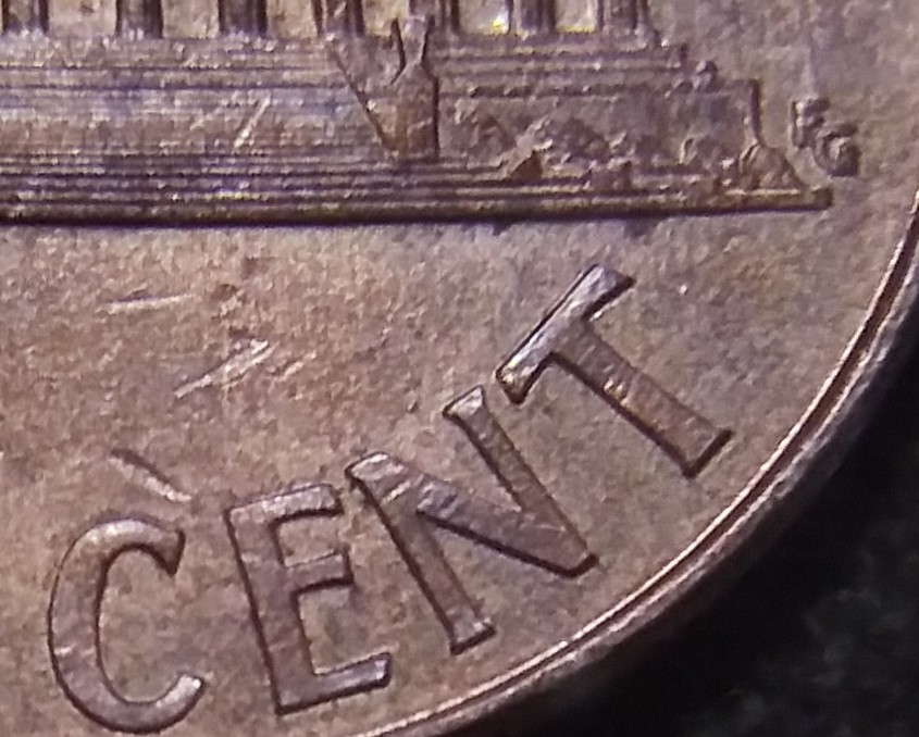 1999-D-Lincoln-Cent-With-Lines-In-The-Letters-Of-The-Reverse