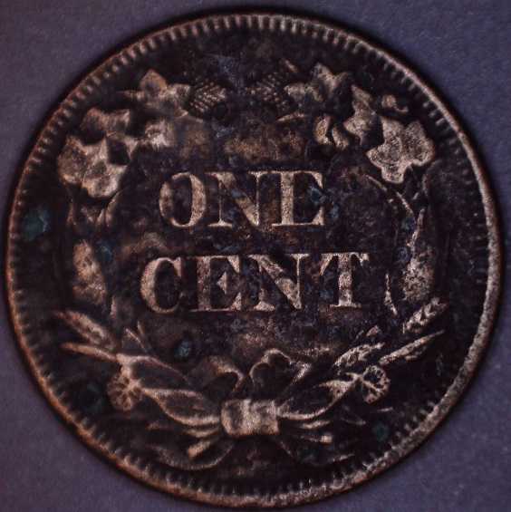 1858-Flying-Cent,-Grade/Hammer