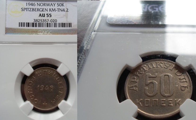 Spitzbergen-1946-15,20-And-50-Kopeeks-In-NGC-Slabs