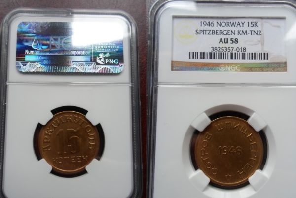 Spitzbergen-1946-15,20-And-50-Kopeeks-In-NGC-Slabs
