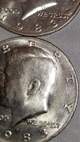 1983-Kennedy-Half-Dollar-Painted-Or-Defect?